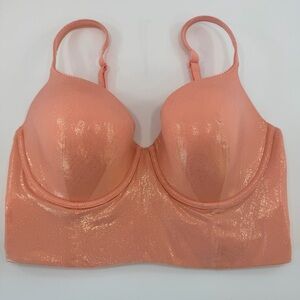 Victoria’s Secret Coral Shimmer Longline Bra Size 38D